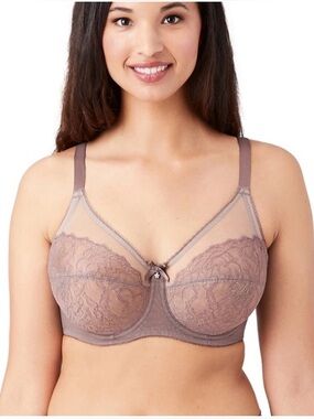 Wacoal Retro Chic Full Figure Lace Underwire Bra Size 36DDD in Cappuccino